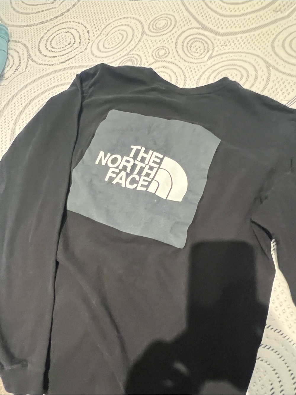 The North Face Men’s Black Long-Sleeve Logo Pullover with Gray Graphic